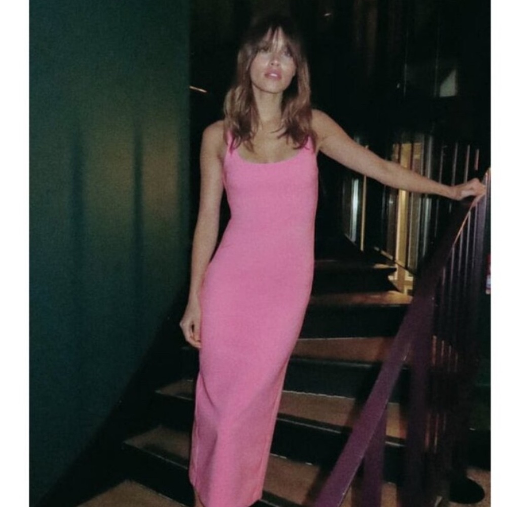 Zara Vibrant Pink Midi Dress -NWOT